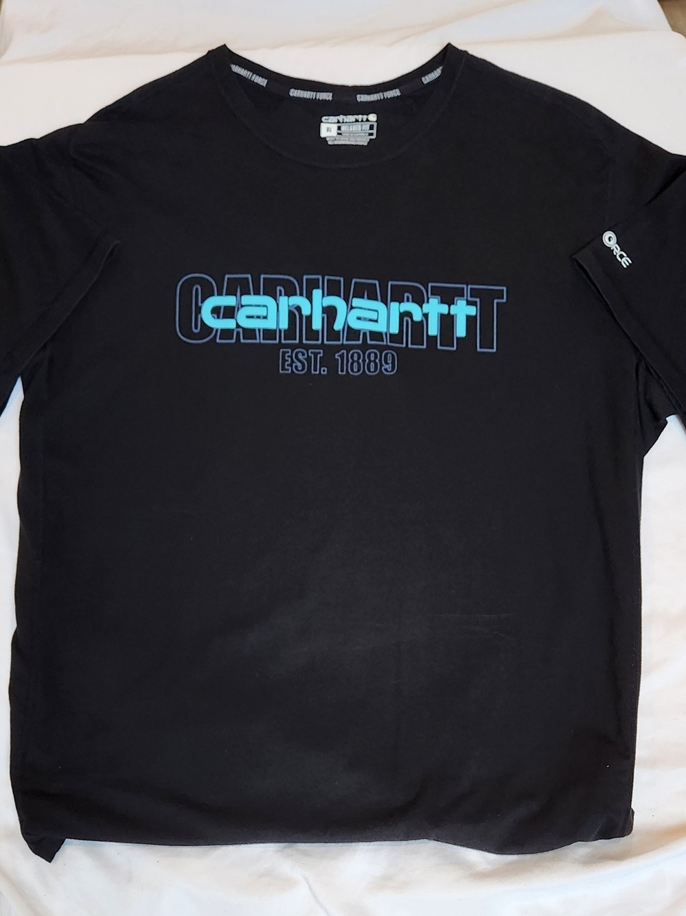 Carhartt Black Short-Sleeve Logo Tee with Blue Graphic